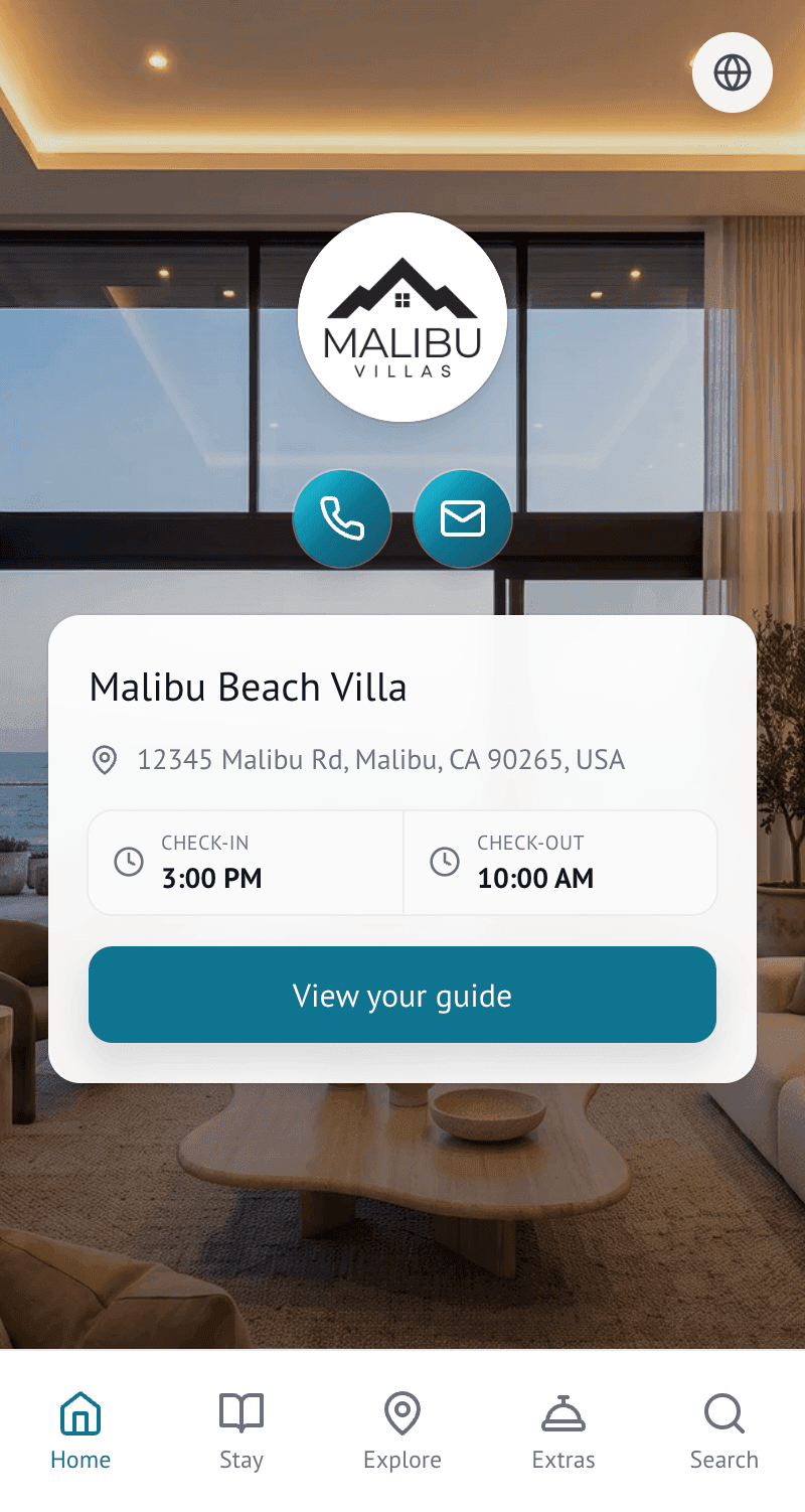 Home — Everything guests need at a glance.
